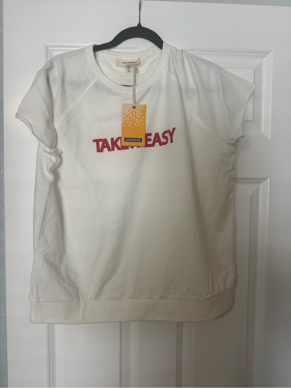 Jak & Rae White "Take It Easy" Short Sleeve Top